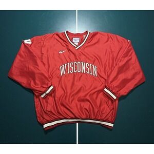 Vintage 90s Wisconsin Badgers Reebok Pullover Windbreaker Men XL Red Embroidered
